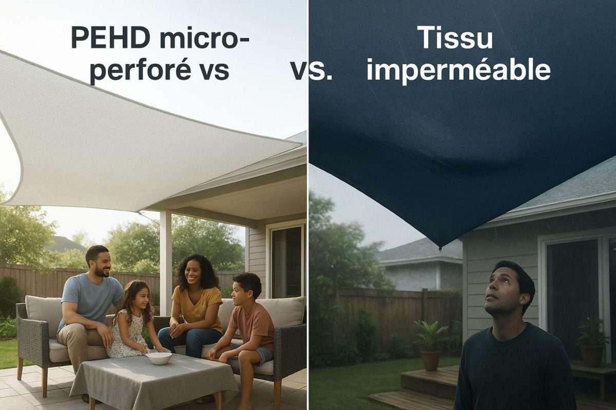 Voile d'ombrage micro-perforée ou imperméable : quel impact sur la protection UV ?